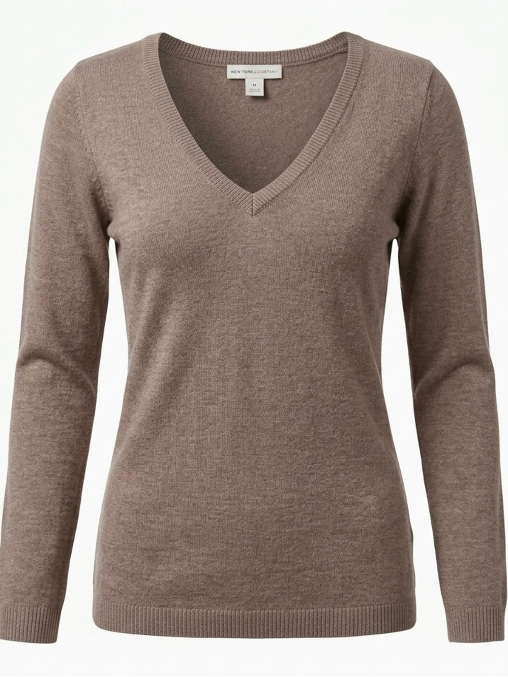 Taupe Lightweight V Neck Preppy Pullover Sweater Size Medium EUC